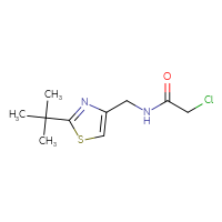 Chemical structure of N-[(2-tert-butyl-1,3-thiazol-4-yl)methyl]-2-chloroacetamide - CSSB00160547724