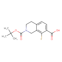 Chemical structure of 2-[(tert-butoxy)carbonyl]-8-fluoro-1,2,3,4-tetrahydroisoquinoline-7-carboxylic acid - CSSB00138437877
