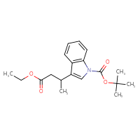 Chemical structure of tert-butyl 3-(4-ethoxy-4-oxobutan-2-yl)-1H-indole-1-carboxylate - CSSB21332172655