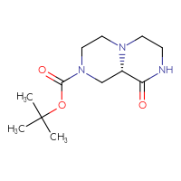 Chemical structure of tert-butyl (9aS)-9-oxo-octahydro-1H-[1,4]diazino[1,2-a]pyrazine-2-carboxylate - CSSB03551241849
