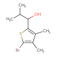 Chemical structure of 1-(5-bromo-3,4-dimethylthiophen-2-yl)-2-methylpropan-1-ol - CSSB02495571955