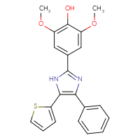 Chemical structure of 2,6-dimethoxy-4-[4-phenyl-5-(thiophen-2-yl)-1H-imidazol-2-yl]phenol - CSSB02515443182