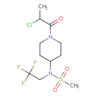 Chemical structure of N-[1-(2-chloropropanoyl)piperidin-4-yl]-N-(2,2,2-trifluoroethyl)methanesulfonamide - CSMB00160449315