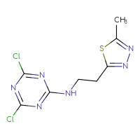 Chemical structure of 4,6-dichloro-N-[2-(5-methyl-1,3,4-thiadiazol-2-yl)ethyl]-1,3,5-triazin-2-amine - CSSB00019504438