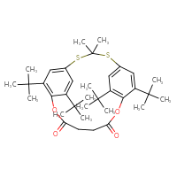 Chemical structure of 7,16,19,20-tetra-tert-butyl-3,3-dimethyl-9,14-dioxa-2,4-dithiatricyclo[13.2.2.2⁵,⁸]henicosa-1(17),5,7,15,18,20-hexaene-10,13-dione - CSSB02125555063