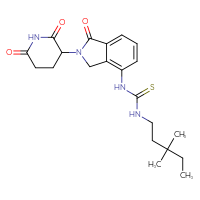 Chemical structure of 3-(3,3-dimethylpentyl)-1-[2-(2,6-dioxopiperidin-3-yl)-1-oxo-2,3-dihydro-1H-isoindol-4-yl]thiourea - CSSB21432541564