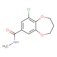 Chemical structure of 9-chloro-N-methyl-3,4-dihydro-2H-1,5-benzodioxepine-7-carboxamide - CSSB00103344006