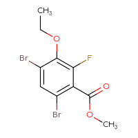 Chemical structure of methyl 4,6-dibromo-3-ethoxy-2-fluorobenzoate - CSSB02145824789