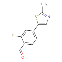 Chemical structure of 2-fluoro-4-(2-methyl-1,3-thiazol-5-yl)benzaldehyde - CSSB00017130681