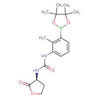 Chemical structure of 1-[2-methyl-3-(4,4,5,5-tetramethyl-1,3,2-dioxaborolan-2-yl)phenyl]-3-[(3S)-2-oxooxolan-3-yl]urea - CSSB21245997086