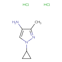 Chemical structure of 1-cyclopropyl-3-methyl-1H-pyrazol-4-amine dihydrochloride - CSSB06354213248