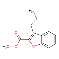 Chemical structure of methyl 3-[(methylsulfanyl)methyl]-1-benzofuran-2-carboxylate - CSSB01994036616
