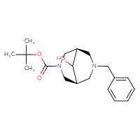 Chemical structure of tert-butyl (1R,5S)-7-benzyl-9-hydroxy-3,7-diazabicyclo[3.3.1]nonane-3-carboxylate - CSSB02125660153