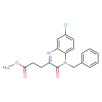 Chemical structure of methyl 3-(4-benzyl-7-chloro-3-oxo-3,4-dihydroquinoxalin-2-yl)propanoate - CSSB00000681798