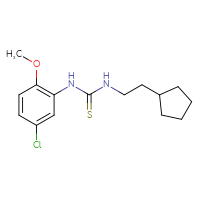 Chemical structure of 1-(5-chloro-2-methoxyphenyl)-3-(2-cyclopentylethyl)thiourea - CSSB21432495887