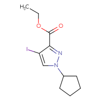 Chemical structure of ethyl 1-cyclopentyl-4-iodo-1H-pyrazole-3-carboxylate - CSSB00025724258