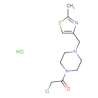 Chemical structure of 2-chloro-1-{4-[(2-methyl-1,3-thiazol-4-yl)methyl]piperazin-1-yl}ethan-1-one hydrochloride - CSSB00102699947