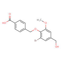 Chemical structure of 4-{[2-bromo-4-(hydroxymethyl)-6-methoxyphenoxy]methyl}benzoic acid - CSSB00132416548