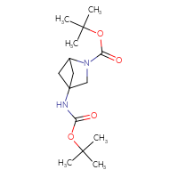 Chemical structure of tert-butyl 4-{[(tert-butoxy)carbonyl]amino}-2-azabicyclo[2.1.1]hexane-2-carboxylate - CSSB01979315529