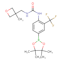Chemical structure of 3-[(3-methyloxetan-3-yl)methyl]-1-[4-(4,4,5,5-tetramethyl-1,3,2-dioxaborolan-2-yl)-2-(trifluoromethyl)phenyl]urea - CSSB21332138131