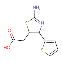 Chemical structure of 2-[2-amino-4-(thiophen-2-yl)-1,3-thiazol-5-yl]acetic acid - CSSB00000005436