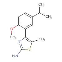Chemical structure of 4-[2-methoxy-5-(propan-2-yl)phenyl]-5-methyl-1,3-thiazol-2-amine - CSSB00133288394