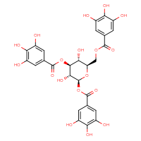 Chemical structure of [(2R,3R,4S,5R,6S)-3,5-dihydroxy-4,6-bis(3,4,5-trihydroxybenzoyloxy)oxan-2-yl]methyl 3,4,5-trihydroxybenzoate - CSSB00159261965