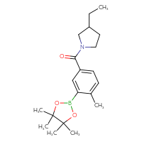 Chemical structure of 3-ethyl-1-[4-methyl-3-(4,4,5,5-tetramethyl-1,3,2-dioxaborolan-2-yl)benzoyl]pyrrolidine - CSSB00348448699