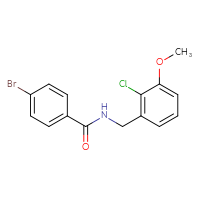 Chemical structure of 4-bromo-N-[(2-chloro-3-methoxyphenyl)methyl]benzamide - CSSB02545662531
