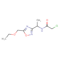 Chemical structure of 2-chloro-N-{1-[5-(ethoxymethyl)-1,2,4-oxadiazol-3-yl]ethyl}acetamide - CSSB01895584527