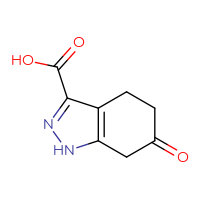 Chemical structure of 6-oxo-4,5,6,7-tetrahydro-1H-indazole-3-carboxylic acid - CSSB00135472492