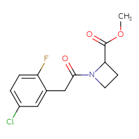 Chemical structure of methyl 1-[2-(5-chloro-2-fluorophenyl)acetyl]azetidine-2-carboxylate - CSSB06483840534