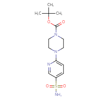 Chemical structure of tert-butyl 4-(5-sulfamoylpyridin-2-yl)piperazine-1-carboxylate - CSSB01404261892