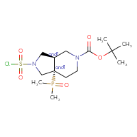 Chemical structure of rac-tert-butyl (3aR,7aS)-2-(chlorosulfonyl)-7a-(dimethylphosphoryl)-octahydro-1H-pyrrolo[3,4-c]pyridine-5-carboxylate - CSSB21291564420