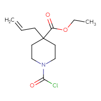 Chemical structure of ethyl 1-(carbonochloridoyl)-4-(prop-2-en-1-yl)piperidine-4-carboxylate - CSSB21224775541