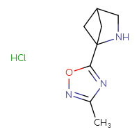 Chemical structure of 1-(3-methyl-1,2,4-oxadiazol-5-yl)-2-azabicyclo[2.1.1]hexane hydrochloride - CSSB00025775593