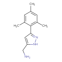 Chemical structure of 1-[3-(2,4,6-trimethylphenyl)-1H-pyrazol-5-yl]methanamine - CSSB00005605279