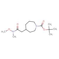 Chemical structure of tert-butyl 4-{[methoxy(methyl)carbamoyl]methyl}azepane-1-carboxylate - CSSB00990274439