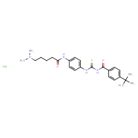 Chemical structure of N-[4-({[(4-tert-butylphenyl)formamido]methanethioyl}amino)phenyl]-5-(dimethylamino)pentanamide hydrochloride - CSSB00102527037