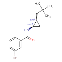 Chemical structure of rac-3-bromo-N-[(1R,2R)-2-(2,2-dimethylpropyl)cyclopropyl]benzamide - CSSB21432545264