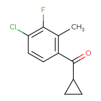Chemical structure of (4-chloro-3-fluoro-2-methylphenyl)(cyclopropyl)methanone - CSSB20813991438