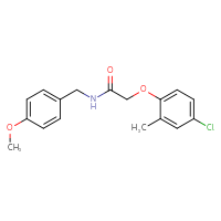 Chemical structure of 2-(4-chloro-2-methylphenoxy)-N-[(4-methoxyphenyl)methyl]acetamide - CSSB00046182858