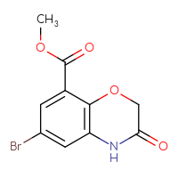 Chemical structure of methyl 6-bromo-3-oxo-3,4-dihydro-2H-1,4-benzoxazine-8-carboxylate - CSSB00009815752
