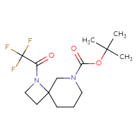 Chemical structure of tert-butyl 1-(2,2,2-trifluoroacetyl)-1,6-diazaspiro[3.5]nonane-6-carboxylate - CSSB00113646122