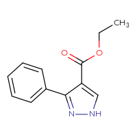 Chemical structure of ethyl 3-phenyl-1H-pyrazole-4-carboxylate - CSSB00011213155