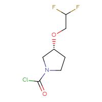Chemical structure of (3R)-3-(2,2-difluoroethoxy)pyrrolidine-1-carbonyl chloride - CSSB06795271896