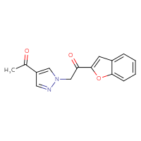 Chemical structure of 2-(4-acetyl-1H-pyrazol-1-yl)-1-(1-benzofuran-2-yl)ethan-1-one - CSSB00037595665