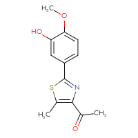 Chemical structure of 1-[2-(3-hydroxy-4-methoxyphenyl)-5-methyl-1,3-thiazol-4-yl]ethan-1-one - CSSB00053215670