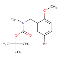 Chemical structure of tert-butyl N-[(5-bromo-2-methoxyphenyl)methyl]-N-methylcarbamate - CSSB00011923836