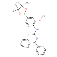Chemical structure of 1-(diphenylmethyl)-3-[2-methoxy-4-(4,4,5,5-tetramethyl-1,3,2-dioxaborolan-2-yl)phenyl]urea - CSSB21332085873